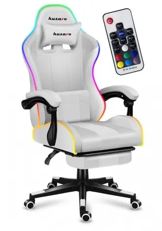 Huzaro Force 4.7 RGB bílá / Herní židle / nastavitelná / nosnost až 140 kg / látka