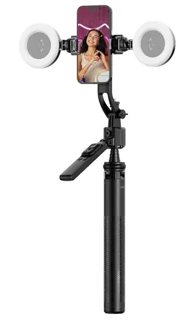 Rollei Stativ Easy Creator Quadpod LED-Kit AI Tracking černá / Zátěž 2k.5g / Vytažený 163cm