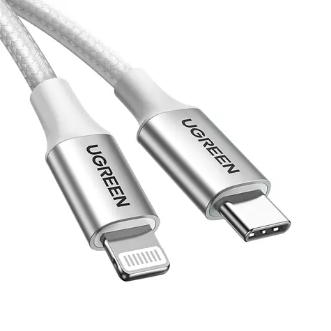 UGREEN US304 70523 USB-C to Lightning MFi kabel stříbrná / USB-C / 1m 