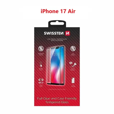 SWISSTEN FULL GLUE COLOR FRAME CASE FRIENDLY sklo pro Apple iPhone Air černá