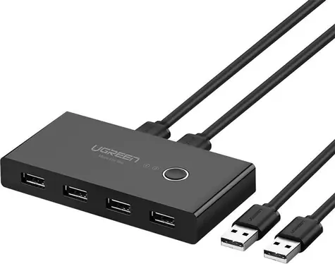 UGREEN 30768B přepínač HUB switch černá /  4x USB 3.2 / 2x kabel USB-A - USB-B 