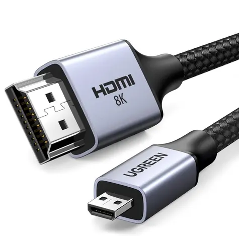 Ugreen HD164 kabel adaptéru micro HDMI - HDMI šedá / 2m / 8K