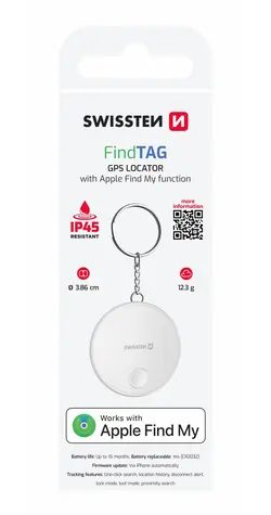 SWISSTEN FindTag Chytrý lokátor s funkcí Apple Find My bílá / BLE
