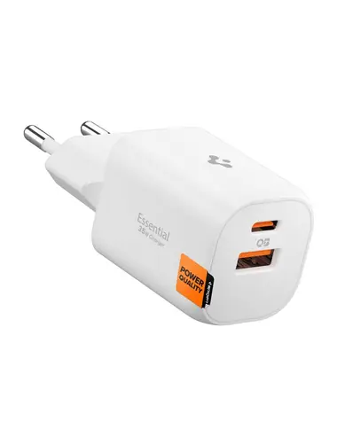 Spigen Essential EE352EU nabíječka do auta bílá / 1x USB-C / 1x USB-A / 35W 