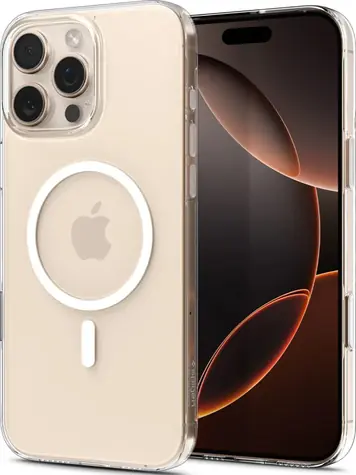 Spigen Thin Fit T MagSafe ochranný kryt pro Apple iPhone 16 Pro Max průhledná-bílá