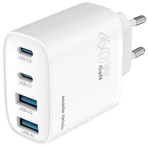 Mobile Origin GaN 40W bílá / Nabíječka / 2x USB-C & 2x USB-A