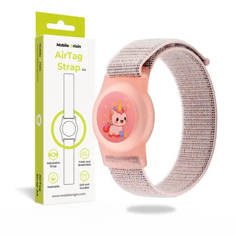 Mobile Origin AirTag Strap A4 Růžový jednorožec / Náramek pro Apple AirTag