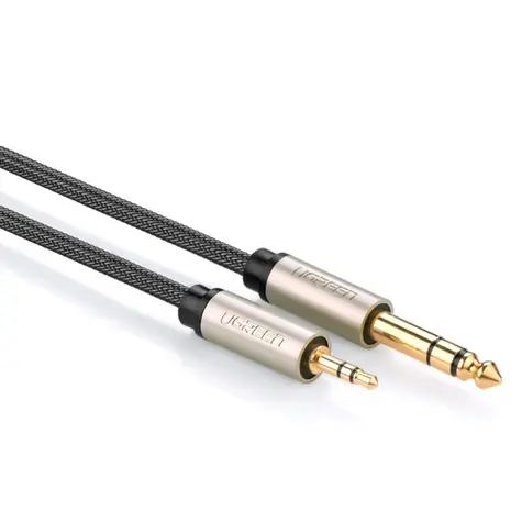 Ugreen AV127 10630 audio TRS kabel 5 m - šedá / mini jack 3,5 mm / jack 6,35 mm 