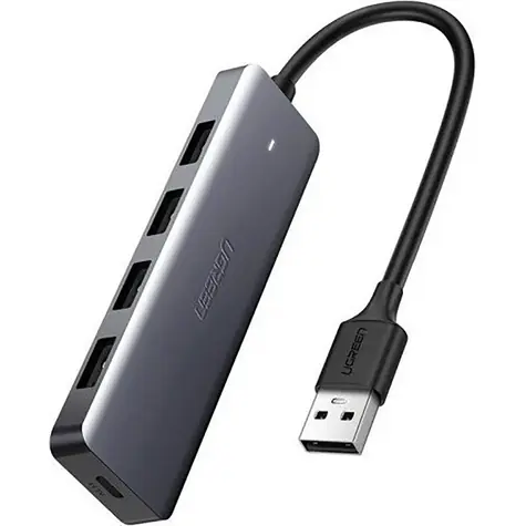 Ugreen USB HUB - 4x USB 3.2 Gen 1 s micro USB napájecím portem šedá