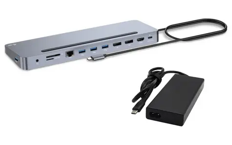 i-tec C31FLAT2PDPRO100W USB-C Metal Ergonomic 4K 3x Display Docking Station PD 100W + USB-C Charger 100W