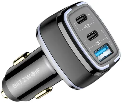 BlitzWolf BW-BC4 115W nabíječka do auta černá / 2x USB-C / 1x USB-A