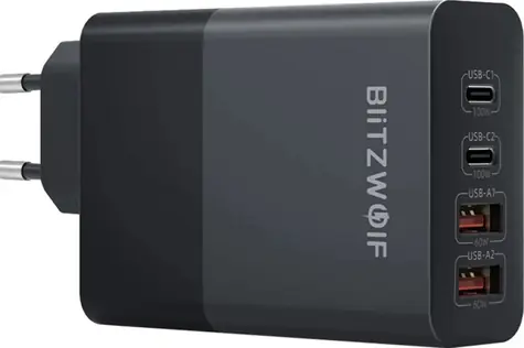 BlitzWolf BW-S29 černá / Síťová nabíječka / 120W / 2x USB-C / 2x USB-A 