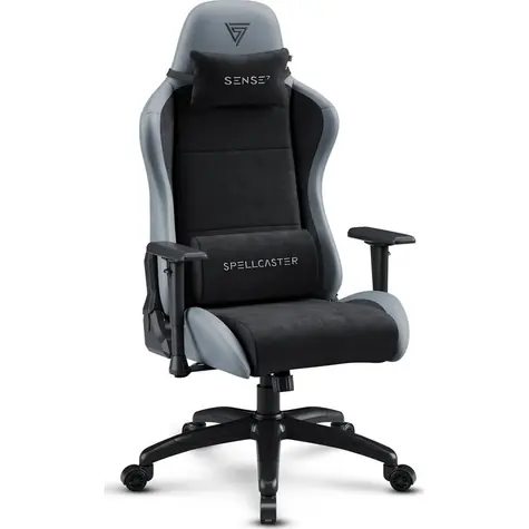 SENSE7 Spellcaster FUKU XL PU černo-šedá / Herní židle / Alcantara / nastavitelná / pojezdová kolečka / nosnost 160 kg 