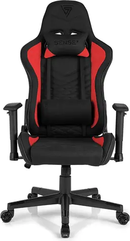 SENSE7 Spellcaster černo-červená / Herní židle / látka / nastavitelná / pojezdová kolečka / nosnost 150 kg 