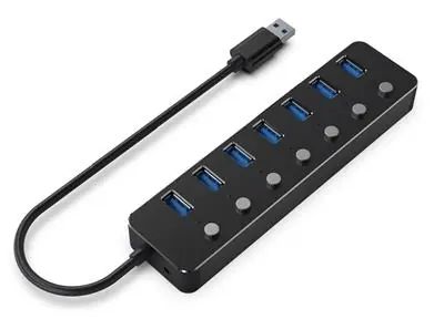 Gembird UHB-U3P7P-01 / USB 3.1 hub s vypínači / 7 portů / až 5Gb/s