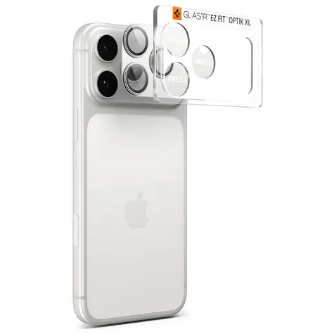 Spigen Glass tR EZ Fit Optik Pro XL sklo na fotoaparát pro Apple iPhone 17 Pro Max stříbrná