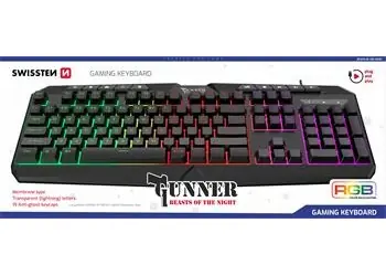 SWISSTEN GUNNER černá / Herní klávesnice / Drátová / US layout / RGB