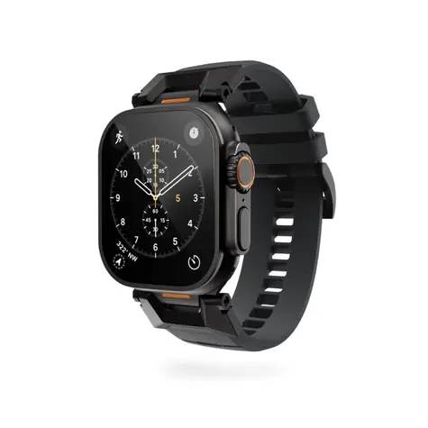 Epico FKM Rubber Pro řemínek s nerezovým zapínáním pro Apple Watch SE (44mm)/Series 1-9 (42/44/45mm) černá
