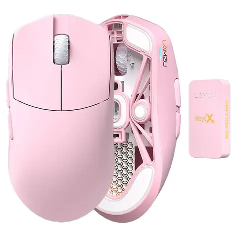 Lamzu Maya X růžová / Bezdrátová herní myš / 30000 DPI / USB-C & 2.4GHz 