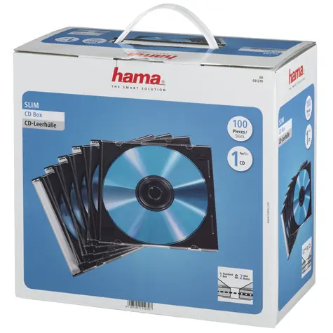 Hama CD Slim Box průhledná-černá / obal na 1 cd/dvd /  balení 100 ks (cena za balení)