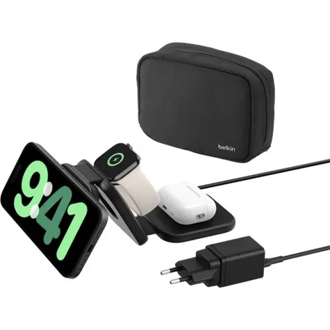Belkin BOOST CHARGE PRO Qi2 Bezdrátová skládací cestovní nabíječka 3v1 černá / 25W / CZ adaptér