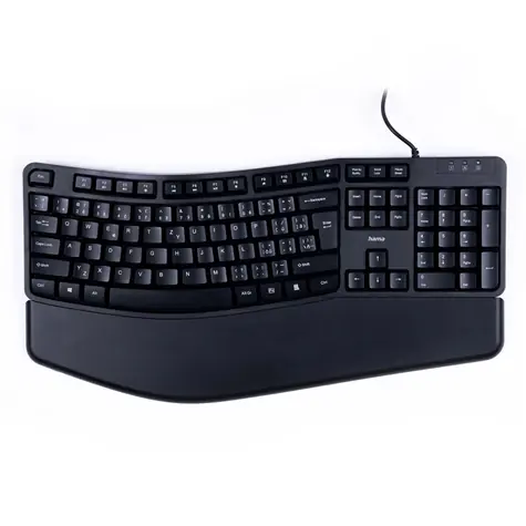 Hama EKC-400 černá / drátová ergonomická klávesnice / odnímatelná podložka pod zápěstí