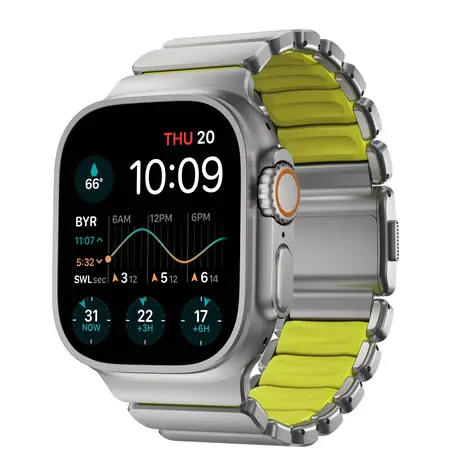 Nomad Stratos Band FKN řemínek pro Apple Watch 49mm/Ultra stříbrná/zelená