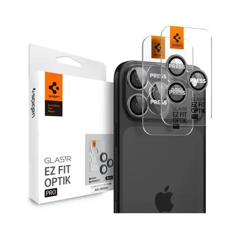Spigen Glass tR EZ Fit Optik Pro skla na fotoaparát pro Apple iPhone 17/16/15/14 Pro / 17/16/15/14 Pro Max šedá / 2ks