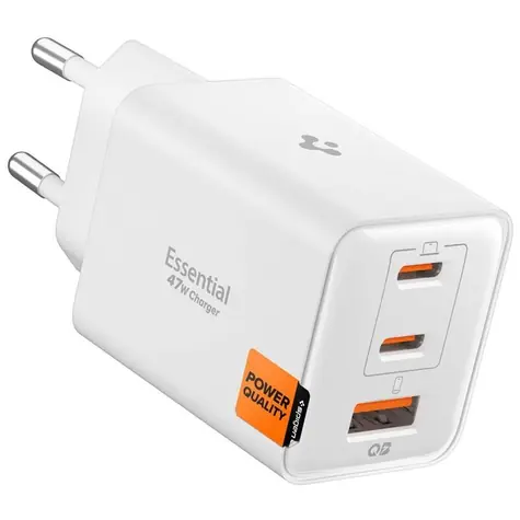 Spigen Essential EE473EU 47W / bílá / Nabíječka / 2x USB-C / USB-A