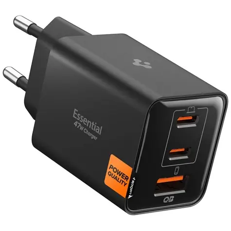 Spigen Essential EE473EU 47W / černá / Nabíječka / 2x USB-C / USB-A