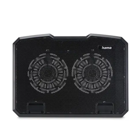 Hama chladicí stojan pro notebook Black Metal černá / 2 ventilátory / naklápěcí / modré podsvícení / tichý