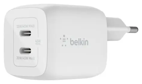 Belkin BOOST CHARGE charger bílá / nabíječka / 2x USB-C / 45W / PD / GaN