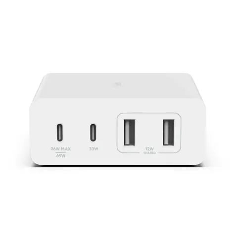 Belkin BOOST CHARGE charger bílá / nabíječka / 2x USB-C / 2x USB-A / 108W / PD / GaN 