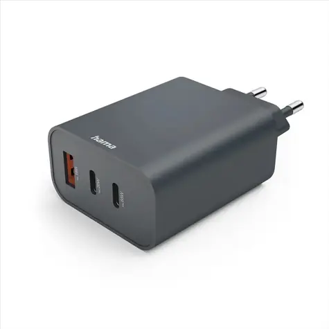 Hama rychlá USB nabíječka šedá / 2x USB-C / USB-A / PD / QC / 65 W / Ecosential