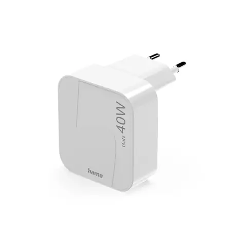 Hama rychlá USB nabíječka GaN bílá / 2x USB-C / PD /QC / 40 W / skládací