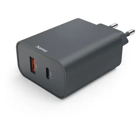 Hama rychlá USB nabíječka šedá / USB-C / USB-A / PD / QC / 45 W / Ecosential