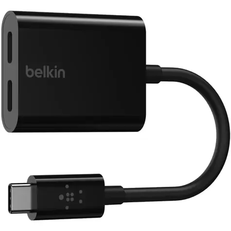 Belkin USB-C adaptér audio/napájení černá / 2x USB-C / 60W