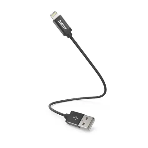 Hama MFi USB kabel pro Apple černá / USB-A / Lightning / 0.2 m / opletený