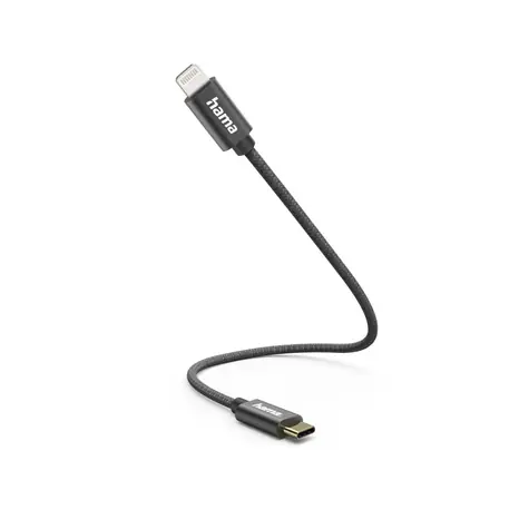 Hama MFi USB-C Lightning kabel pro Apple černá / 0.2 m / opletený