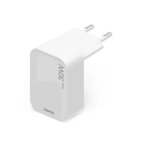 Hama rychlá USB nabíječka bílá / GaN / USB-C PD / 30 W / skládací