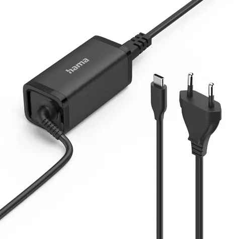 Hama USB-C napájecí zdroj pro notebooky černá / Power Delivery / GaN / 45 W