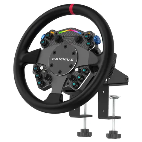 Cammus C12 Direct Drive Lenkrad + Tischklemme černá / volant s integrovanou základnou / 20 ovládacích prvků / LED pásek