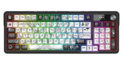 Redragon K719GF-RGB-PRO Artemis Pro bílo-černá / Bezdrátová herní klávesnice / mechanická / RGB / USB / BT / US