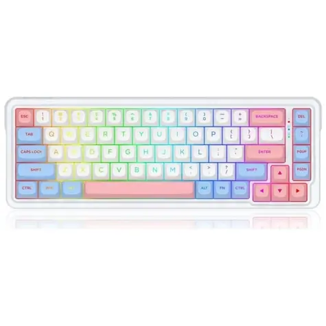 Redragon K709WBP-RGB-PRO bílá / Herní klávesnice / mechanická / Mint Mambo / RGB / BT / USB / US 