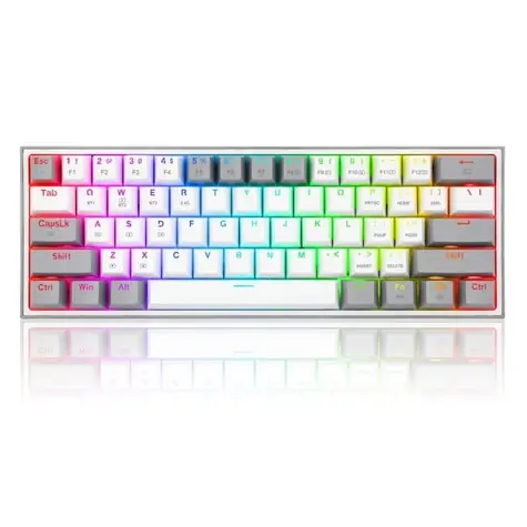 Redragon K616 Fizz PRO Red Switch bílo-šedá / Herní klávesnice / mechanická / Redragon switches / RGB / BT / USB-C / US 
