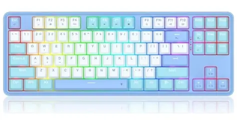 Redragon K707WBB-RGB StarBlade světle modrá / Herní klávesnice / mechanická / Mint Mambo / RGB / USB / US