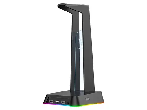 ONIKUMA ST-2 černá / Stojan na sluchátka / RGB / 3x USB 2.0 / 3.5 mm 