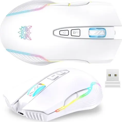 ONIKUMA CW905 bílá / Bezdrátová herní myš / USB / 7 tlačítek / RGB / 3600 DPI