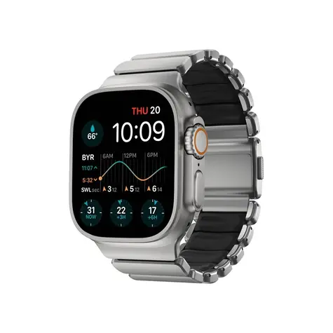 Nomad Stratos Band FKM řemínek pro Apple Watch 49mm/Ultra stříbrná/černá