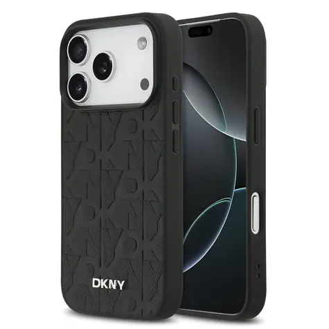 DKNY PU Leather Grid Pattern Magsafe Zadní Kryt pro iPhone 17 Pro Black